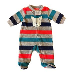 Carters Preemie Baby Boy Sleeper Outfit Romper Striped Fleece Dog Reborn Doll